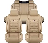 Housse de Siège de Voiture pour Audi A4, A4 Allroad, A4 Avant, A4 Cabriolet, 5 Seat Fait sur Mesure Cuir Housse Siege, Avant et Arrière Couvre Siège Interieur Accessoires,C/Beige