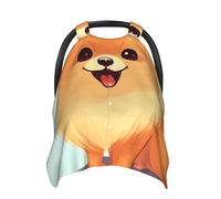 Housse de siège de voiture pour bébé, motif chien de Poméranie de dessin animé, multi-usages, respirant, pour maman, poussette, pare-soleil doux, cadeau de fête prénatale
