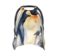 Housse de siège de voiture pour bébé motif pingouins animaux aquarelle, multi-usages, respirante, housse d'allaitement pour maman, poussette douce, pare-soleil pour nouveau-né