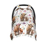 Housse de siège de voiture pour bébé - Motif vache des Highland - Multi-usage - Pour nouveau-né - Pour allaitement, maman