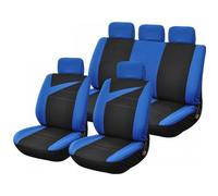 Housse de siège de voiture universelle - PERALINE - Noir et Bleu - Compatible airbag