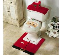 Housse de siège de WC avec motif de Noël, résistante à la moisissure, étanche, coussin de pied et kit de recouvrement du réservoir d'eau