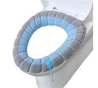 Housse de siège toilette chauffante d'hiver générale | Coussin de siège de pot confortable en polaire épaisse, étui lavable, accessoires de salle de bain(Blue)