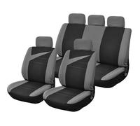 Housse de sièges de voiture universelle - PERALINE - Noir et Gris - Matières stretch et 100% polyester