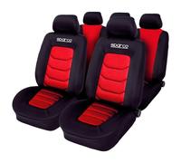 Sparco Housse de sièges SP 90073 – Noir/Rouge, 11 pièces, compatible airbag