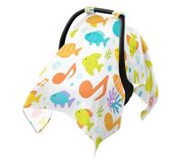 Housse de soleil respirante pour poussette - Accessoires de voyage - Note de musique - Poisson coloré - Bulle
