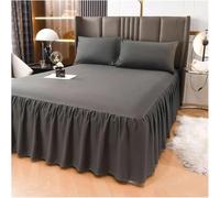 Housse De Sommier Divan 1 Pièce Jupe De Lit De Couleur Unie avec Dentelle Tout Autour Couvre-lit Toutes Saisons avec Jupe De Lit à Volants, Grey, 1PC 200x220cm Skirt