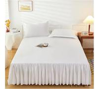 Housse De Sommier Divan 1 Pièce Jupe De Lit De Couleur Unie avec Dentelle Tout Autour Couvre-lit Toutes Saisons avec Jupe De Lit à Volants, White, 1PC 180x200cm Skirt