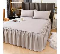 Housse De Sommier Divan 1 Pièce Jupe De Lit De Couleur Unie avec Dentelle Tout Autour Couvre-lit Toutes Saisons avec Jupe De Lit à Volants, Grey, 1PC 120x200cm Skirt