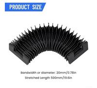 Housse de soufflet en tissu pour rail de guidage linéaire HGR20 de 20 mm de largeur pour fraiseuse CNC avec extension flexible jusqu'à 1000 mm (longueur étirée 500 mm)