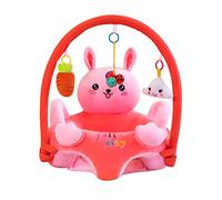 Housse de Support Coussin de Bébé, Bébé Canapé en Peluche Forme Animaux Mignon, Protection pour Bébé Apprendre à S'assoire Jouets pour 0-3 Ans, pour Maison Voyage Picnic (Lapin avec Pôle Rose Rouge)
