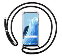 Housse de Suspension Transparente pour Oppo Reno 8 Lite 5G avec Cordon Noir