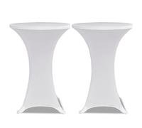 Housse De Table Ø 70 Cm Blanc Extensible 2 Pcs Blanc
