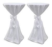 Housse de table blanche avec ruban 80 cm 2 pièces Blanc G
