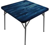 Housse de table carrée bleu foncé, planches de bois, texture plancher, mur, bois, vie rustique, convient pour le salon, nappe de table basse carrée, convient pour une table carrée de 61 x 61 cm, bleu