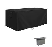 Housse de table de brasero imperméable personnalisée 420D avec grille d'aération pour brasero de jardin, terrasse, protection de cheminée noire
