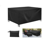 Housse de Table de Jardin Extérieur Imperméable - Protection Toutes Saisons Anti-UV,195x120x50cm/LxWxH Bâche en Polyester 600D Oxford Renforcé avec Ourlet Élastique, Noir