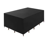 Housse de table de jardin imperméable pour meubles d'extérieur - 130 x 120 x 100 cm - Rectangulaire noire - Tissu Oxford 600D - Coupe-vent et anti-UV