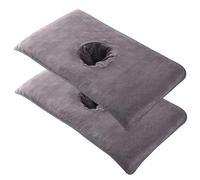 Housse de table de massage 2 pièces, housse lit massage douce avec trou pour le visage 40, 6 x 81, 3 cm, drap lit beauté réutilisable pour soins la peau, gris foncé