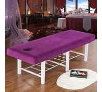 Housse de table de massage 80×190 cm avec trou for le visage, épaisse en velours cristal, lavable et bord élastique for un enveloppement complet(Dark Purple)