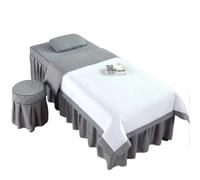 Housse de Table de Massage pour Salon de Beauté Ensemble de 4 housses lit massage, couvre-lit, taie d'oreiller, tabouret, salon club(White grey,180x70)