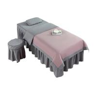 Housse de Table de Massage pour Salon de Beauté Parure de lit 4 pièces for salon beauté, massage, spa, couvre-lit, taie d'oreiller, tabouret, couette, club(Pink grey,190x70)