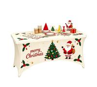 Housse de Table de Noël Extensible Ajustée Housse Festive Imprimée Père | Nappe de table imprimée de Noël pour fête de fin d'année, espace buffet, banquet, réunion de 122x76x76cm UN