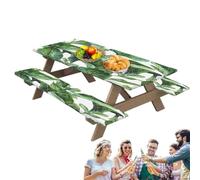 Housse de table de pique-nique avec housses de banc, tissu élastique | Belle nappe de pique-nique extensible sans plis facile à nettoyer pour le travail, les fêtes, les barbecues, le camping