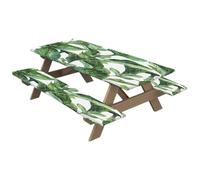 Housse de table de pique-nique équipée, housse de table de pique-nique | Avec housses de banc, lot de 3 housses élégantes pour bancs de pique-nique, nappes élastiques au beau design