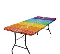 Housse de table de pique-nique, housse de table de pique-nique extérieure | Nappe ajustée imperméable élastique rectangulaire | Nappe de pique-nique coupe-vent avec envers en flanelle pour camping-car