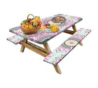 Housse de table de pique-nique, nappe de pique-nique et banc, nappes tendues élastiques, 1,8 m de long, imperméable, avec bords élastiques pour tables et sièges, 182,9 x 76,2 cm