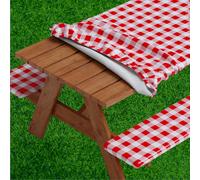 Housse de table de pique-nique Sorfey avec housses de banc quip es de vinyle lastique avec dos en flanelle pour table rectangulaire 30 x 96 W