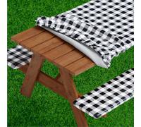 Housse de table de pique-nique Sorfey avec housses de banc quip es de vinyle lastique avec dos en flanelle pour table rectangulaire 30 x 96 W