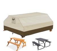 Housse de table de pique-nique, tissu Oxford 420D avec housses de banc, protection imperméable, pour meubles de jardin et de terrasse, pour 1,8 à 193 x 157,6 x 76,2 cm (L x l x H) (beige et marron)