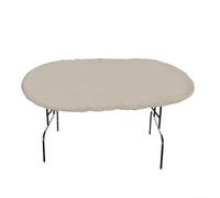 Housse de table de poker ovale en tissu Oxford 420D imperméable avec cordon de serrage pour une protection fiable contre les éléments extérieurs (beige)