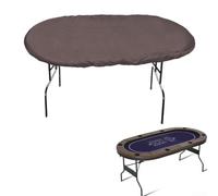 Housse de table de poker ovale imperméable en tissu Oxford 420D, résiste à la poussière, à la saleté et à l'humidité, avec cordon de serrage 244 x 122 cm (café)