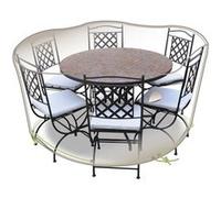 Housse de protection JARDILINE pour table ronde et 6 chaises - Gris mastic