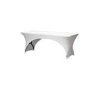 Perel Housse de Table Extensible Blanche avec Arche pour Tables rectangulaires, Housse élastique Lavable avec Poches pour Pieds, Ajustement serré idéale pour Mariages, fêtes, Salons et événements
