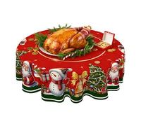 Housse de table vintage - Nappe de Noël ronde, couche de tissu protecteur, couverture de vacances durable | Décoration saisonnière pour automne Thanksgiving Hiver Patio Dining Party Pique-nique