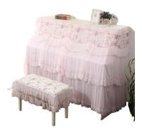 Housse de tabouret for étui Piano brodée en dentelle, petite gaze fine fraîche à Double couche, rideau, tissu pour Piano Vertical(Deep Pink,Stool cover78x38cm)