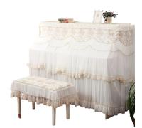 Housse de tabouret for étui Piano brodée en dentelle, petite gaze fine fraîche à Double couche, rideau, tissu pour Piano Vertical(White 01,155x40x130cm 78x38cm)