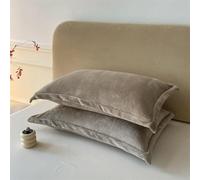 Housse de taie d'oreiller Velours Premium, Lot de 2 taies 50x76 cm, Fermeture Envelope Anti-Statique, sans Oreiller Inclus(Khaki)