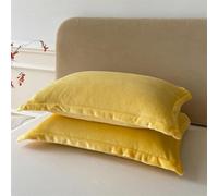 Housse de taie d'oreiller Velours Premium, Lot de 2 taies 50x76 cm, Fermeture Envelope Anti-Statique, sans Oreiller Inclus(Yellow)