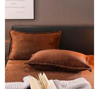 Housse de taie d'oreiller Velours Premium, Lot de 2 taies 50x76 cm, Fermeture Envelope Anti-Statique, sans Oreiller Inclus(Coffee)