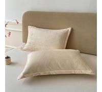 Housse de taie d'oreiller Velours Premium, Lot de 2 taies 50x76 cm, Fermeture Envelope Anti-Statique, sans Oreiller Inclus(Beige)
