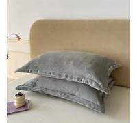 Housse de taie d'oreiller Velours Premium, Lot de 2 taies 50x76 cm, Fermeture Envelope Anti-Statique, sans Oreiller Inclus(Gray)