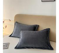 Housse de taie d'oreiller Velours Premium, Lot de 2 taies 50x76 cm, Fermeture Envelope Anti-Statique, sans Oreiller Inclus(Dark Gray)