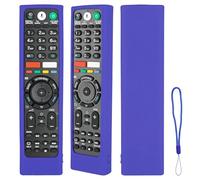 Housse de télécommande en silicone compatible avec Sony RMF-TX310E RMF-TX200E RMT-TX100D RMT-TX102D RMT-TX300E TV Télécommande Coque de protection antichoc avec cordon (Bleu)