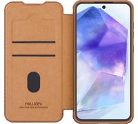 Housse de téléphone avec rabat et protection pour appareil photo pour Galaxy A56 5G, Nillkin Qin Pro, Marron