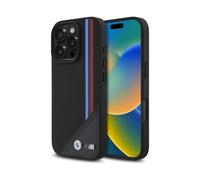 BMW Coque de Protection arrière Compatible avec iPhone 16 Pro Max - Tricolore en Maille - Compatible avec Stripes Magsafe - Noir